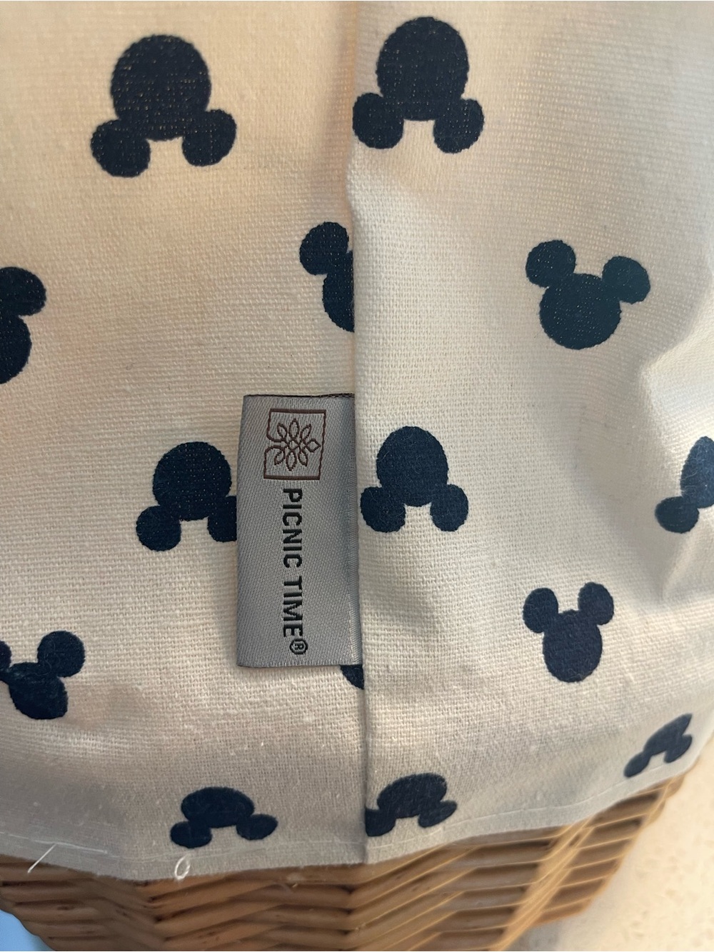 NWT Disney Mickey Mouse Picnic Time Coronado Canvas and Willow Basket Tote - Picture 9 of 13